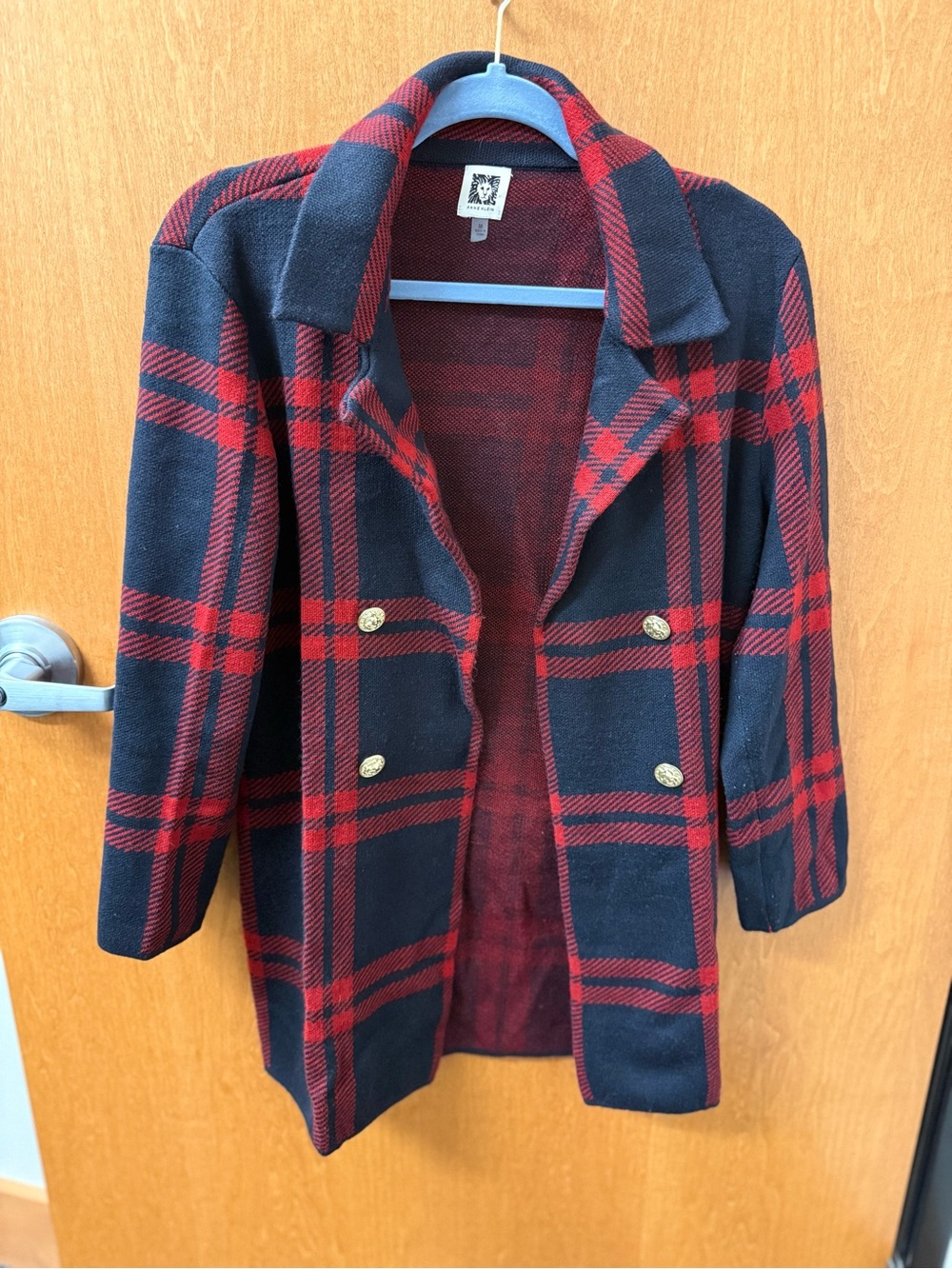Anne Klein Plaid Double-Breasted Women's cardigan